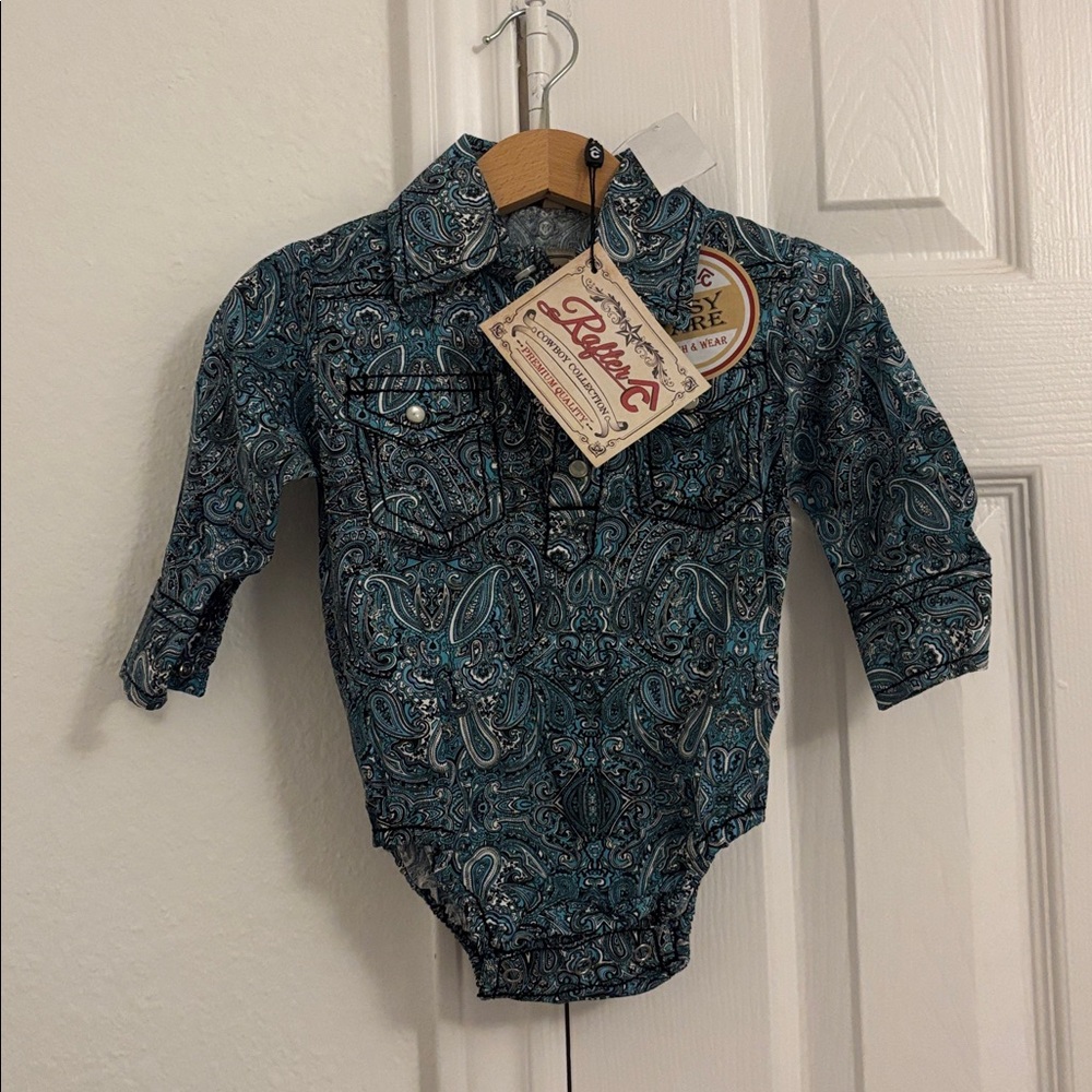 Rafter C Teal Paisley Baby Cowboy Bodysuit
